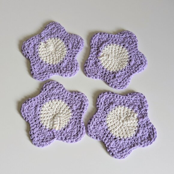 Crochet Flower Coaster Set of 4 - Picture 6 of 9